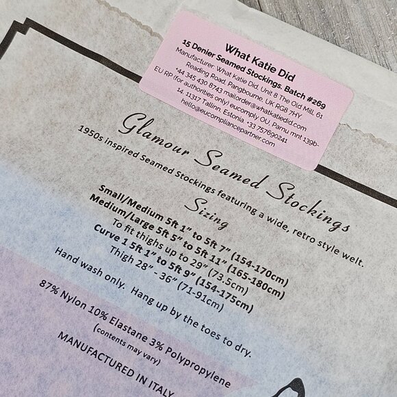 What Katie Did Glamour Sheer Contrast Seamed Stockings Champagne / Sky Baby Blue - Picture 10 of 10